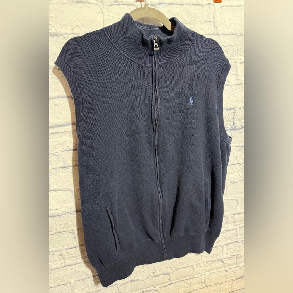 Men's Polo Ralph Lauren Navy Zip-Up Sweater Vest, Size 3XB - Picture 5 of 11